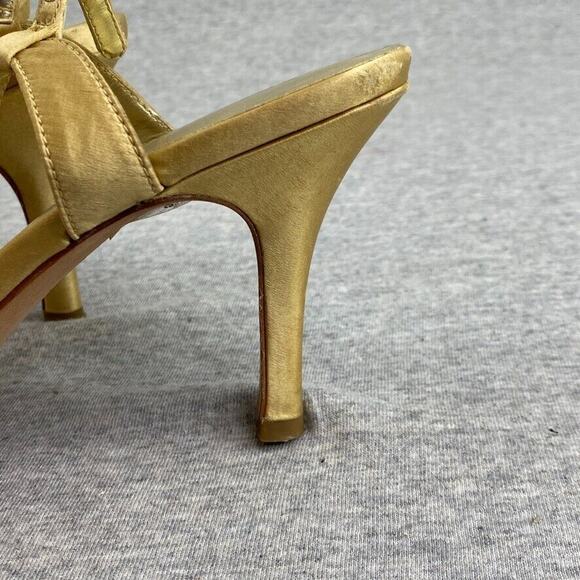 Arturo Chiang Heels Womens 8.5M Gold Sequin Strappy Leather Peep Open Toe Sandal - Picture 4 of 11